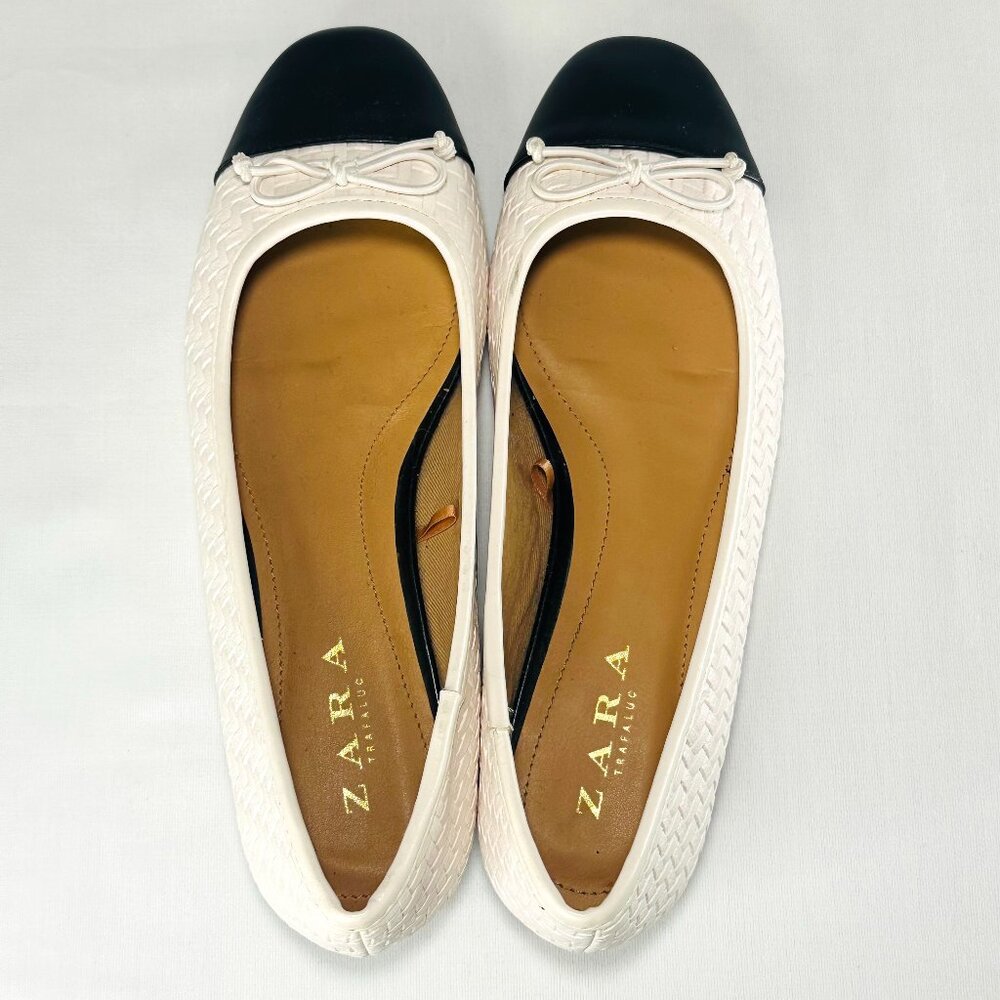 Zara Trafaluc White & Black Ballet Flats | Size 7 | NWOT
